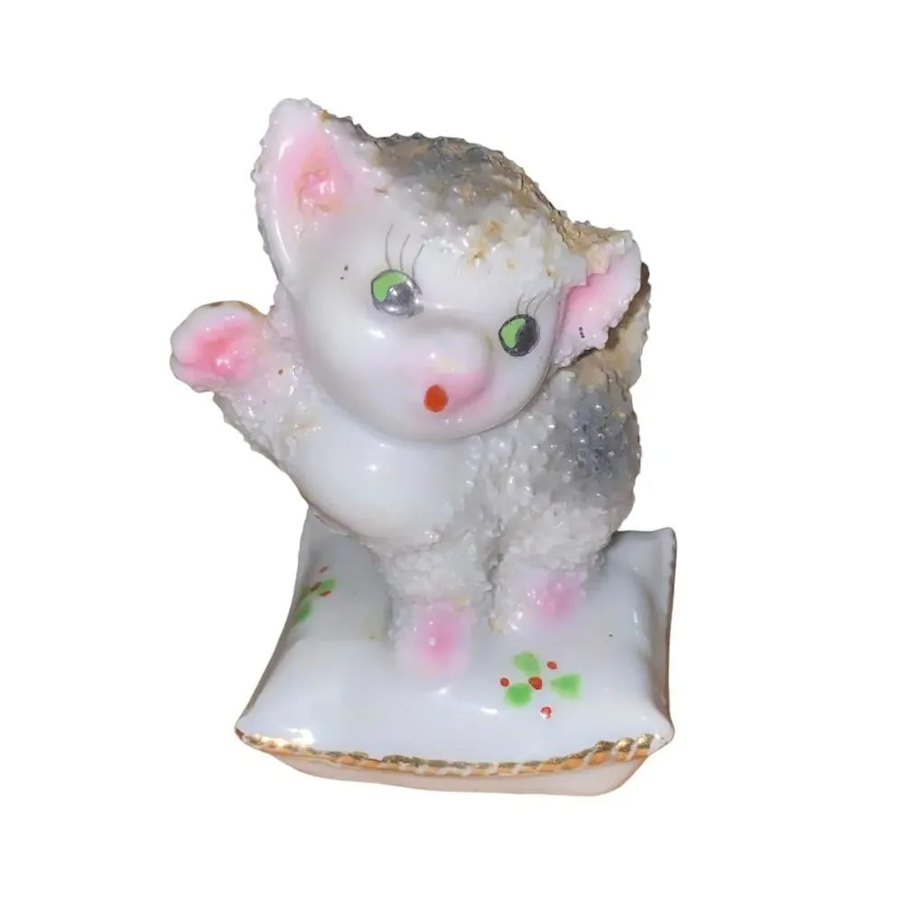 Vintage Kitty Cat on Pillow Replacement Porcelain Pepper Shaker Made in Japan